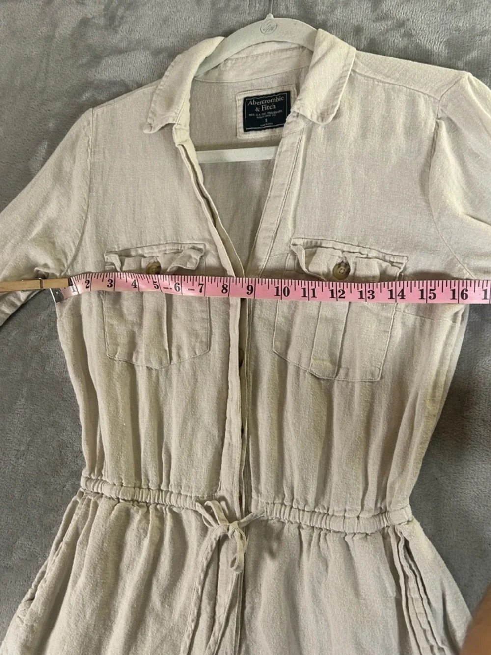 Abercrombie & Fitch Light Beige Linen-Cotton jumpsuit with Natural Texture - Picture 6 of 11